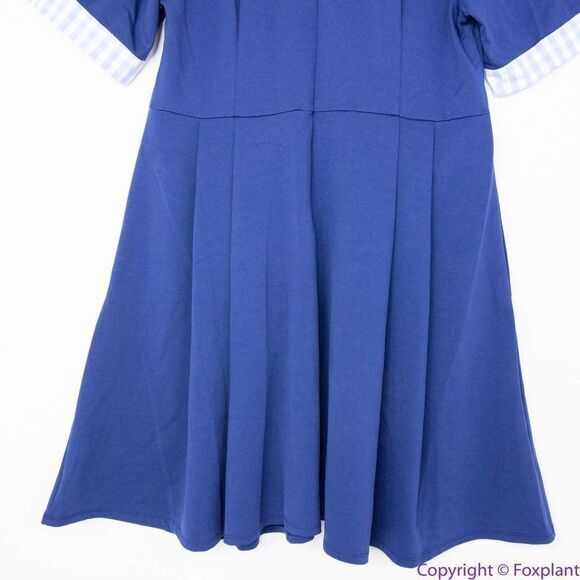 Unique Vintage Gwynnie Bee Gingham Collar Navy Fit-And-Flare Dress, 0X - Picture 9 of 16